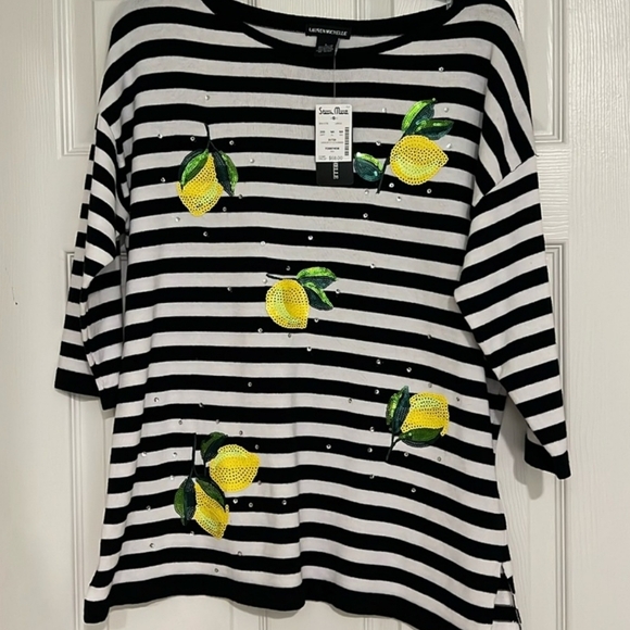 Lauren Michelle Striped Sweater 3/4 Sleeves - Picture 1 of 4